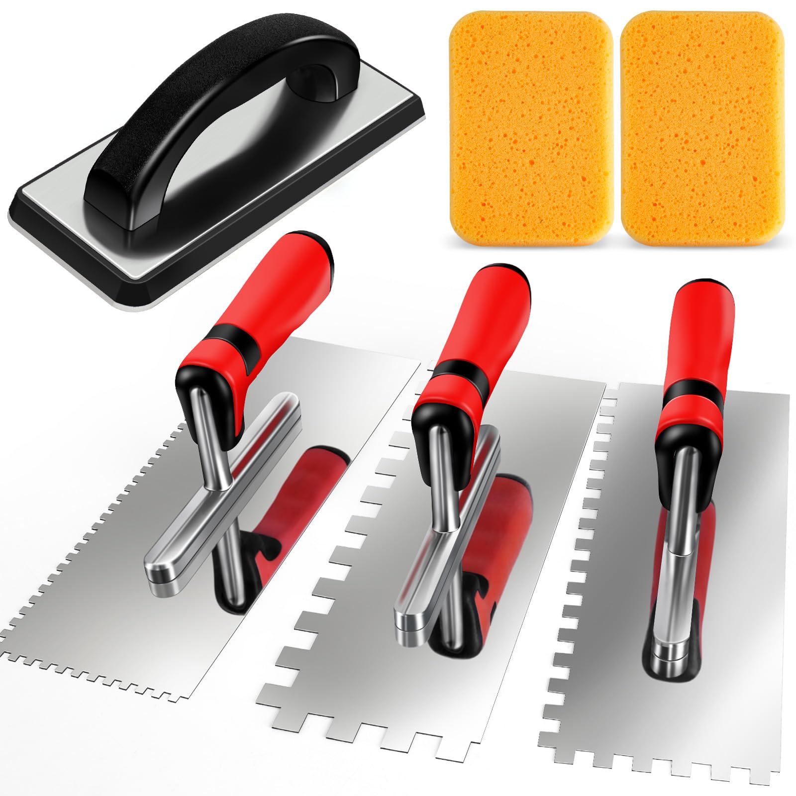 Photo 1 of AuntyFey 6Pcs Tile Tools Set, Tile Trowel Concrete Tool, Notched Trowel, Grout Trowel, Grout Float Sponge for Tiling Installation Grouting, Tile Mortar Trowel