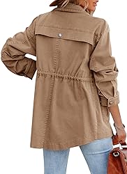 Ebifin Women's Military Anorak Jacket Zip Up Snap