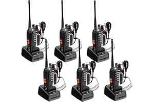 Radios Walkie Talkies Long Range: MaxTalker MT-8S Rechargeable Walkie Talkies with Earpiece, VOX, Flashlight,1500mAh Battery with Type-C Charging for Adults, Work, Camping Essentials, 6 Pack