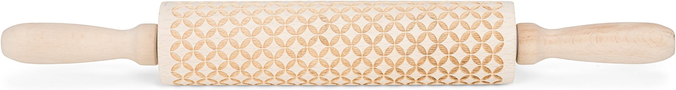 Patisse Wooden Decorative Rolling Pin With Intricate Diamond Pattern 7-7/8" or 20 cm Length