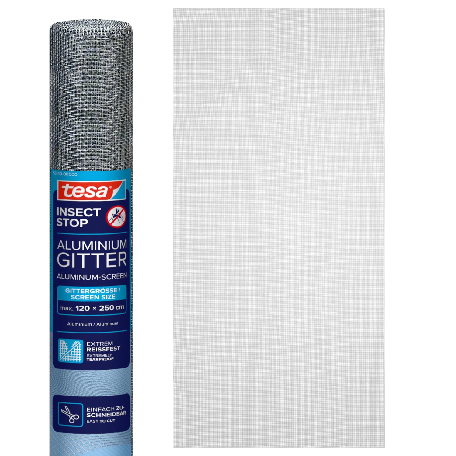 tesa INSECT STOP Refill Roll Aluminium Screen - Alu Grid Replacement Roll for Fly Screen - Mosquito Net to replace Screen for Windows - Roll 120 cm x 250 cm, anthracite โ image 1