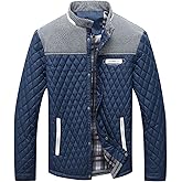 HYPESTFIT Men's Diamond Quilted Puffer Down Jacket Lightweight Business Casual Button Down Shirts