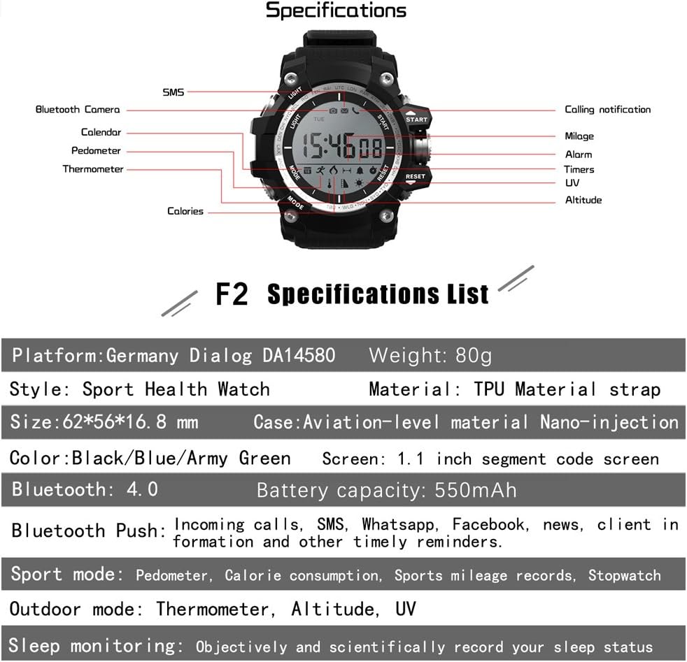 Docooler F2 Outdoor Smart Watch Bluetooth Sport Reloj de pulsera ...