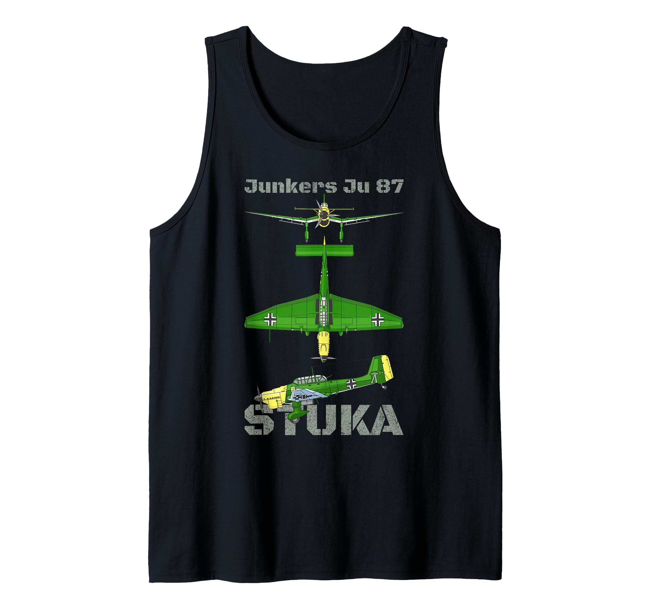 Junkers Ju 87 Stuka German WW2 Dive Bomber Plane Diagram Tank Top