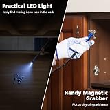 Housolution 28in Grabber Tool with LED Light Bendable Four-Claw Reacher Blue view 6
