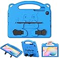 MoKo Kids Case for Samsung Galaxy Tab S6 Lite 10.4 Inch 2024/2022/2020 (Model: SM-P620/P625/P613/P619/P610/P615/P617),EVA Foam Kids-Friendly Carrying Case with Hand-Grip & Stand & Pen Holder, Blue