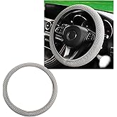 Wevdn Elastic Stretch Steering Wheel Cover, 15"×15" Microfiber Breathable Ice Silk Steering Wheel Protector, Anti-Slip Elastic Steering Wheel Cover for Men Women, Car Accessories (Gray)