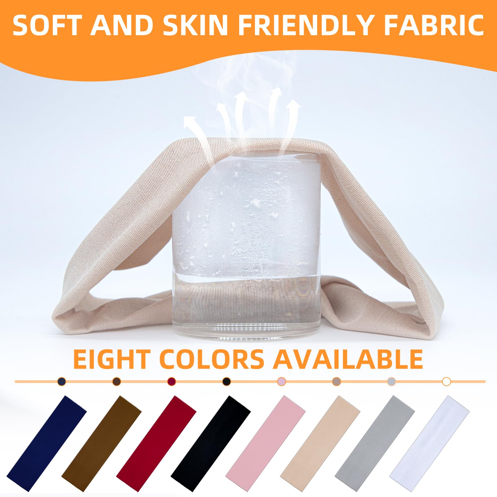 VANRUID 8PCS Summer-Exclusive Non Slip Sports Elastic Soft Running Fashion Headbands Absorb Sweat for Women & Men Working Out, Travel