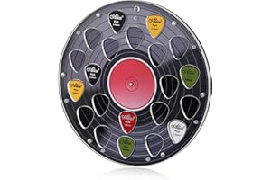 Teenyyou Round Record Guitar Pick Display Case Holder Wall Mountable Guitar Pick Storage Holder Case Gifts for Men Music Lovers Players Guitarist Collectible Decoration(Black)