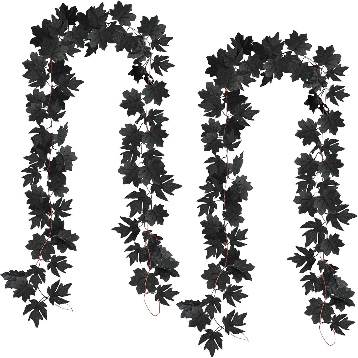 Wreaths, Garlands & Swags - Obbsie 2 Pack 7.8ft/Piece Fall Maple Leaves Garland -Artificial Autumn Foliage Garland Outdoor for Home Party Mantle Fireplace Fall Halloween Thanksgiving Christmas Decorations (Black)