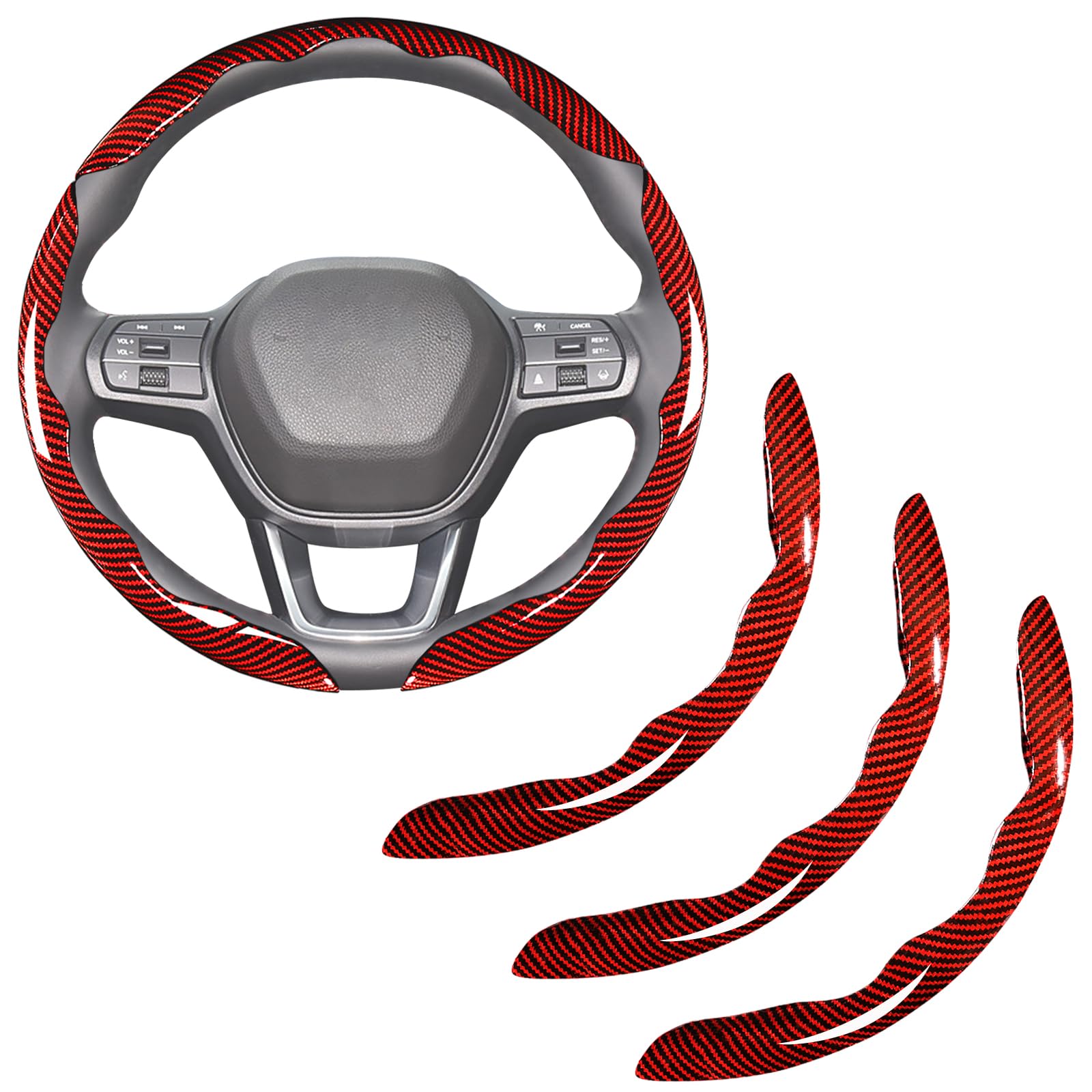 Carbon Fiber Steering Wheel Covers 3 Piece Clip on