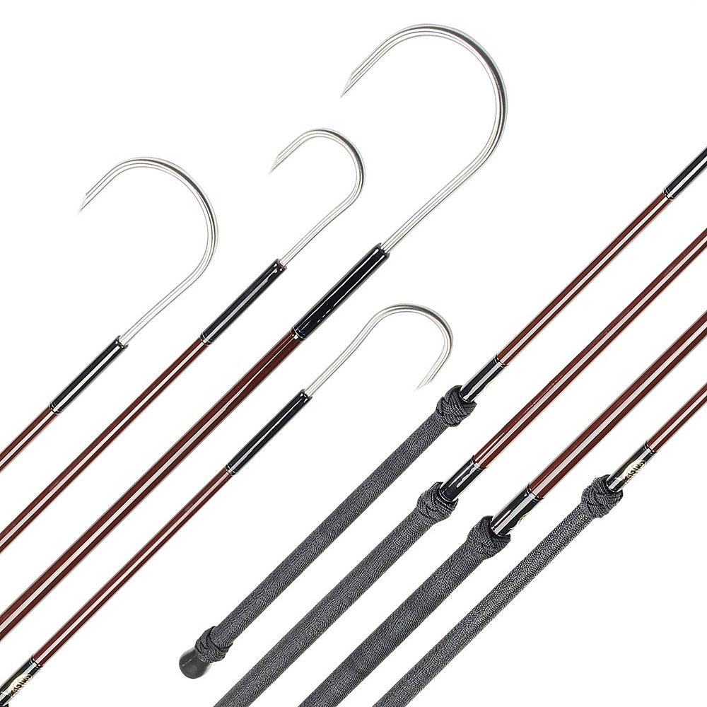 Aftco GAFFF24BRWN Tapered Fiberglass Gaff with 2Inch Hook, 4Foot