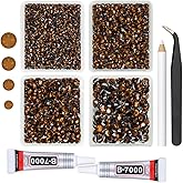 qiipii Chocolate Crystal Resin Rhinestones w B7000 Glue for Bedazzling Crafting 3mm 4mm 5mm 6mm Dark Brown Flatback Stones Diamonds Crystals Gems for Nails Face Eyes Makeup Tumblers Bottles DIY Crafts
