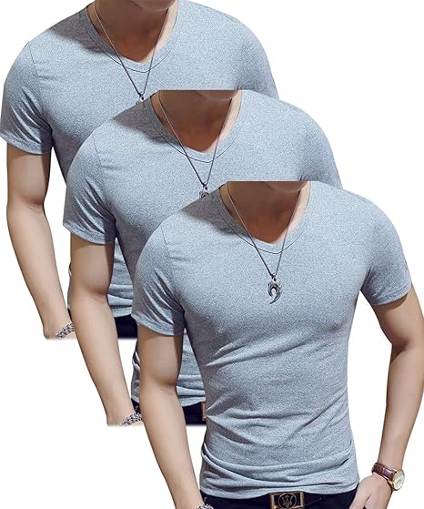 Amazon Co Jp メンズファッションtシャツインナーシャツ メンズ 肌着 半袖 無地 カジュアル あったか Vネックtシャツ 3枚組 Grey Xl 服 ファッション小物