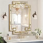 Jesantab Gold Mirror for Bathroom, 24x36 Inch Rectangle Bathroom Vanity Mirror for Over Sink, Modern Decorative Mirror for Living Room Entryway Fireplace Mantel (Horizontal/Vertical)