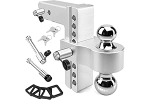 OKSTENCK Adjustable Trailer Hitch，Fits 2-Inch Receiver，8-Inch Drop，12,500 LBS Tow Hitch for Heavy Duty Truck with Double Stai