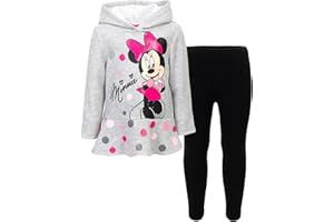 Disney Minnie Mouse Fleece Pullover Crossover Hoodie and Leggings Outfit Set Infant to Big Kid Sizes (12 Months - 14-16)