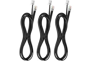 Vthahaby 6.6 FT - 3Pack RJ12 Phone Cable 6P6C, Black, Male to Male Straight Wired for Both Data and Voice Signal Transmission for Telephone Cord, Fax, DSL Modem, Printer, Radio