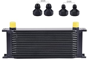 EVIL ENERGY 16 Row Oil Cooler, 10AN Stacked Plate Transmission Engine Cooler Universal Aluminium Black