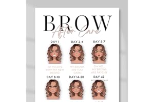 PMU Eyebrow Powder Brow Microblading Aftercare Instruction Cards - 4x6 Inches - Front and Back Stages of brow healing (White 