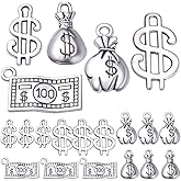 Hmjpng 50pcs Antique Silver Dollar Sign Charms Tibetan Alloy Money Bag Pendants 100 Dollars Bill Charms for DIY Bracelets Necklace Jewelry Making Handmade Decoration, 5 Styles