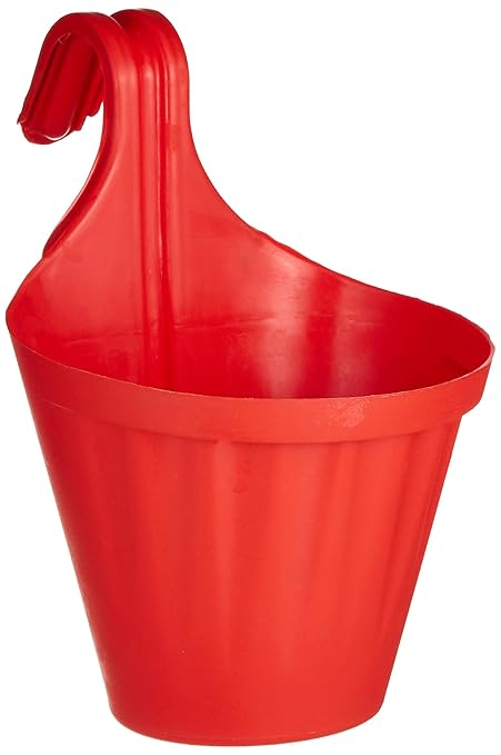 Gardens Need 100 Percent Virgin Plastic New ISmart Pot | Set of 5 Hanging Planter, (25cm x 21cm x 28cm, Red)