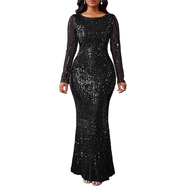 Amazon.com: Women's Plus Size Lace Dress Long Sleeve Maxi Dress Wedding  Party Gown Black X-Large : Clothing, Shoes & Jewelry