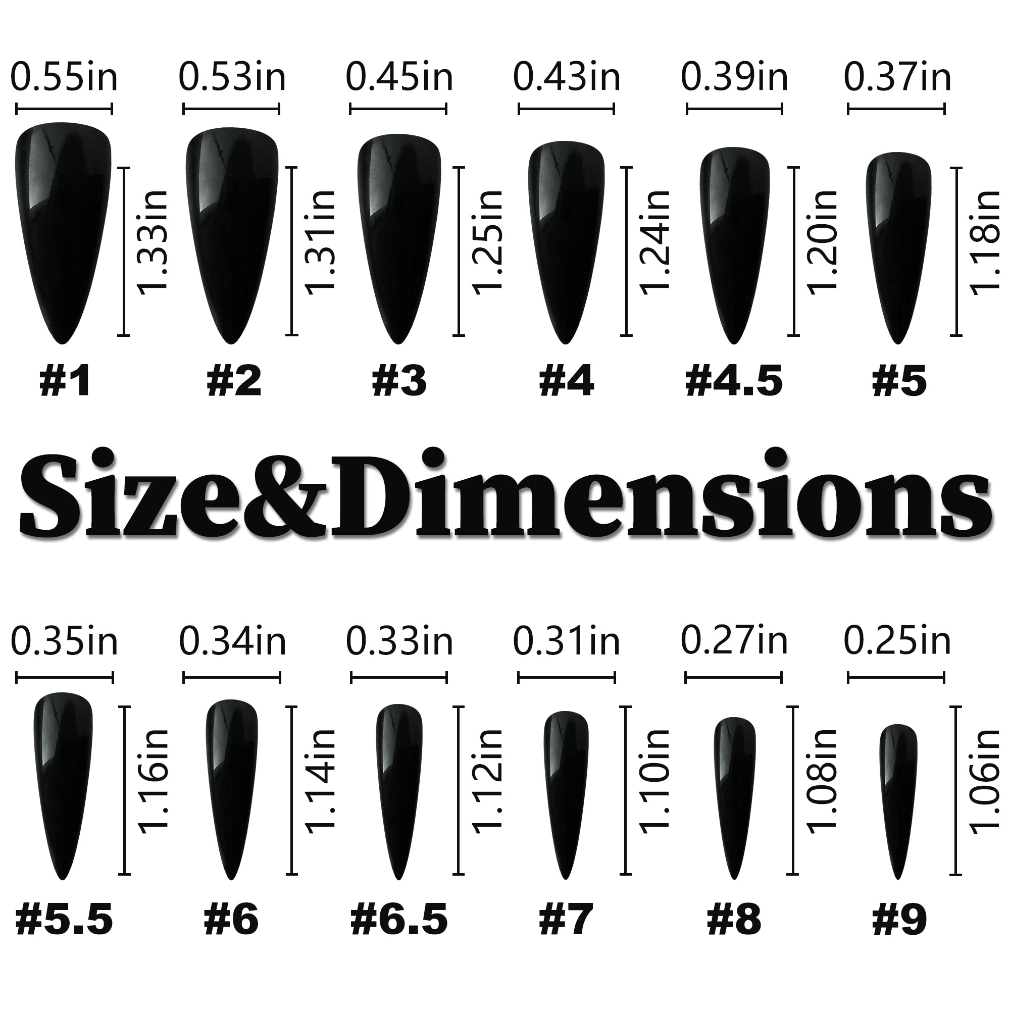 AddFavor 576pcs Long Stiletto Press on Nails 24 Solid Colors Glossy Full Cover Fake Nails Acrylic Artificial False Nail Tips 12 Sizes for Women Girls Nail Art Design - Image 6