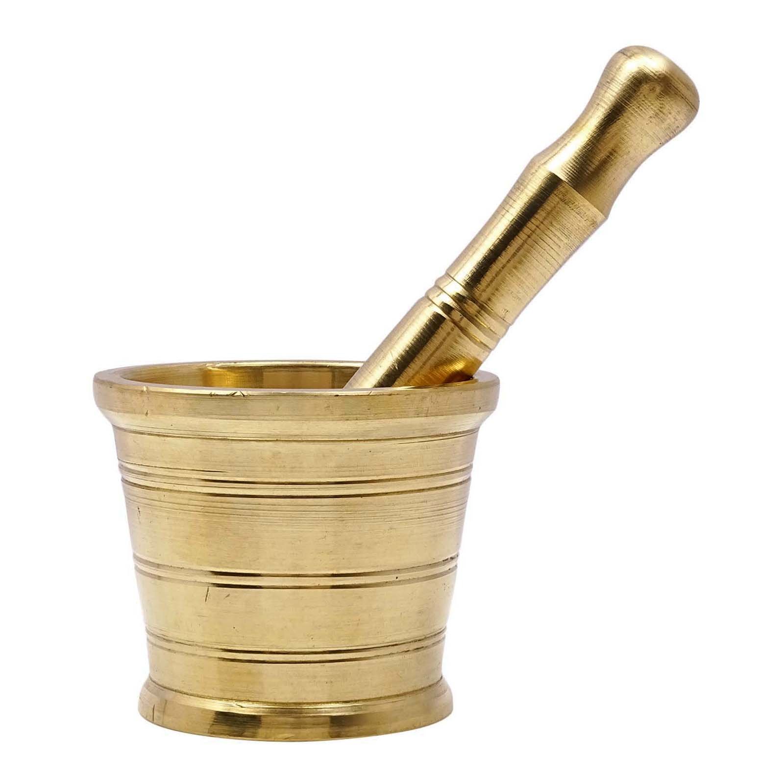 CIY-cookityourself Traditional Brass Mortar Pestle Khal Batta Hamam Dasta Spice Herb Grinder