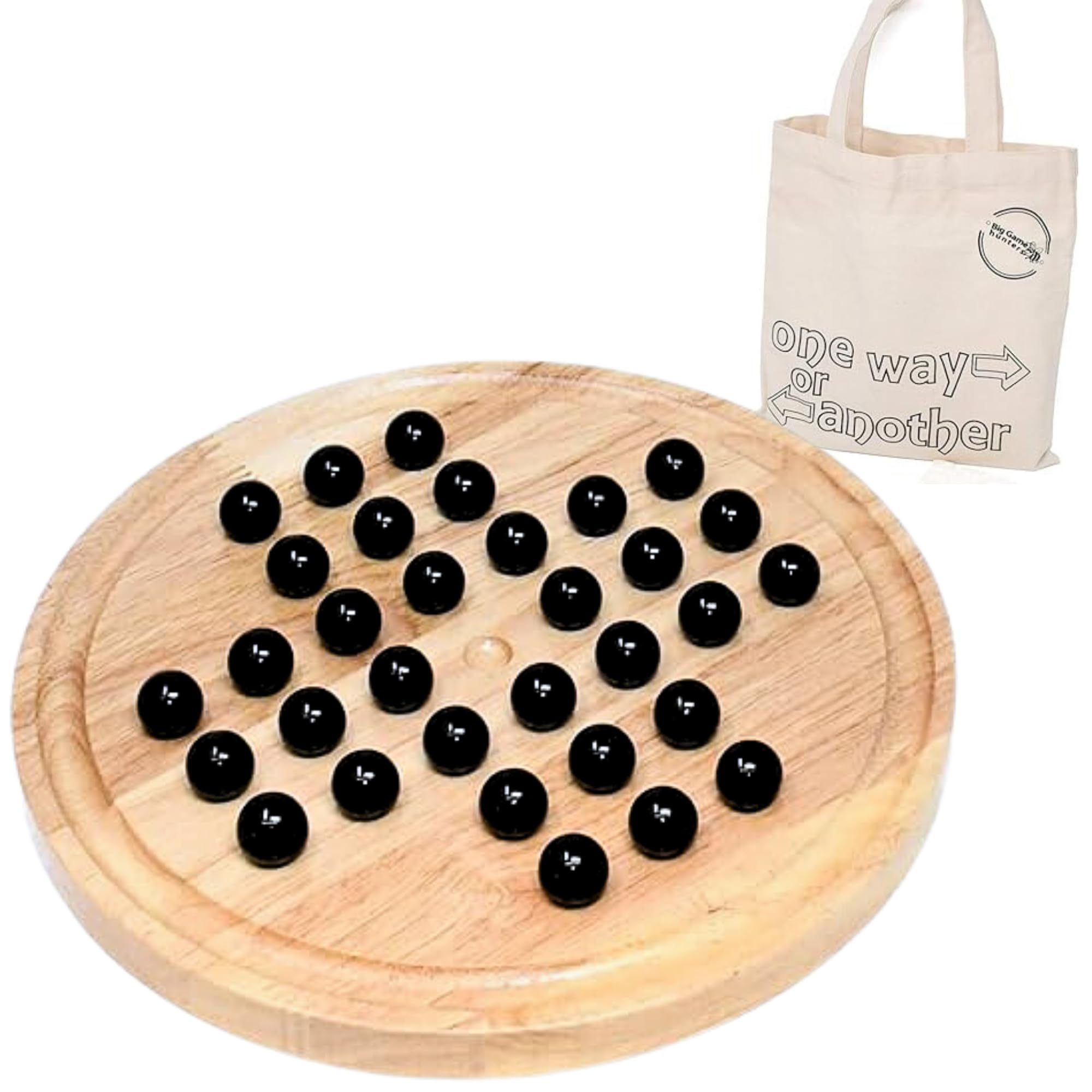 Big Game Hunters Wooden Solitaire Board Game Age 3+ – Premium Quality with Porcelain Marbles, Expertly Crafted – Classic Single-Player Strategy, Family Fun for All Ages