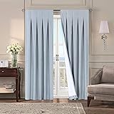 North Hills 3 Layers Blackout Curtains, Energy Saving - Back Tabs Thermal Insulated Room Darkening Curtain Sliding Drapes for Doors 30 x 108 Inch, 1 Panel, Light Blue