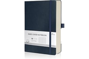 EMOMAS Lined Journal Notebook, 360 Numbered Pages(With page number), Thick Journal for Writing B5 College Ruled Notebook, 100gsm Lined Paper, Leather Hardcover, 9.8'' X 6.9''-Denim Blue