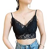 ECFIBSB Lace Bralette for Women V Neck Camisoles Adjustable Strap Sexy Crop Tops