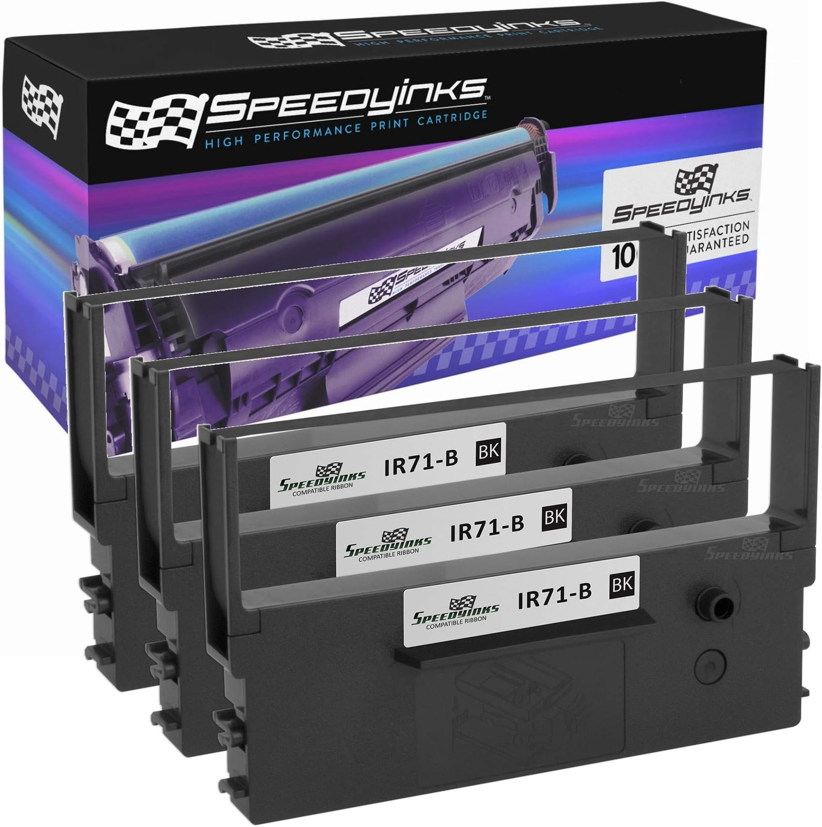 Speedy Inks Compatible Printer Ribbon Cartridge Replacement for Citizen IR71-B (Black, 3-Pack)