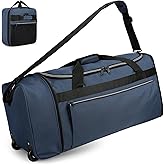 Uarition Foldable Rolling Duffle Bag with Wheels, 80L Large Duffle Bag for Travel, Carry On Duffel Bag for Men and Women