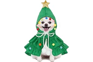 BUDDING GALLERY Dog Christmas Outfit Elf Costume Cat Cloak Puppy Clothes Kitten Cape Xmas Tree Costumes for Small Dogs Cats Pet Santa Gifts