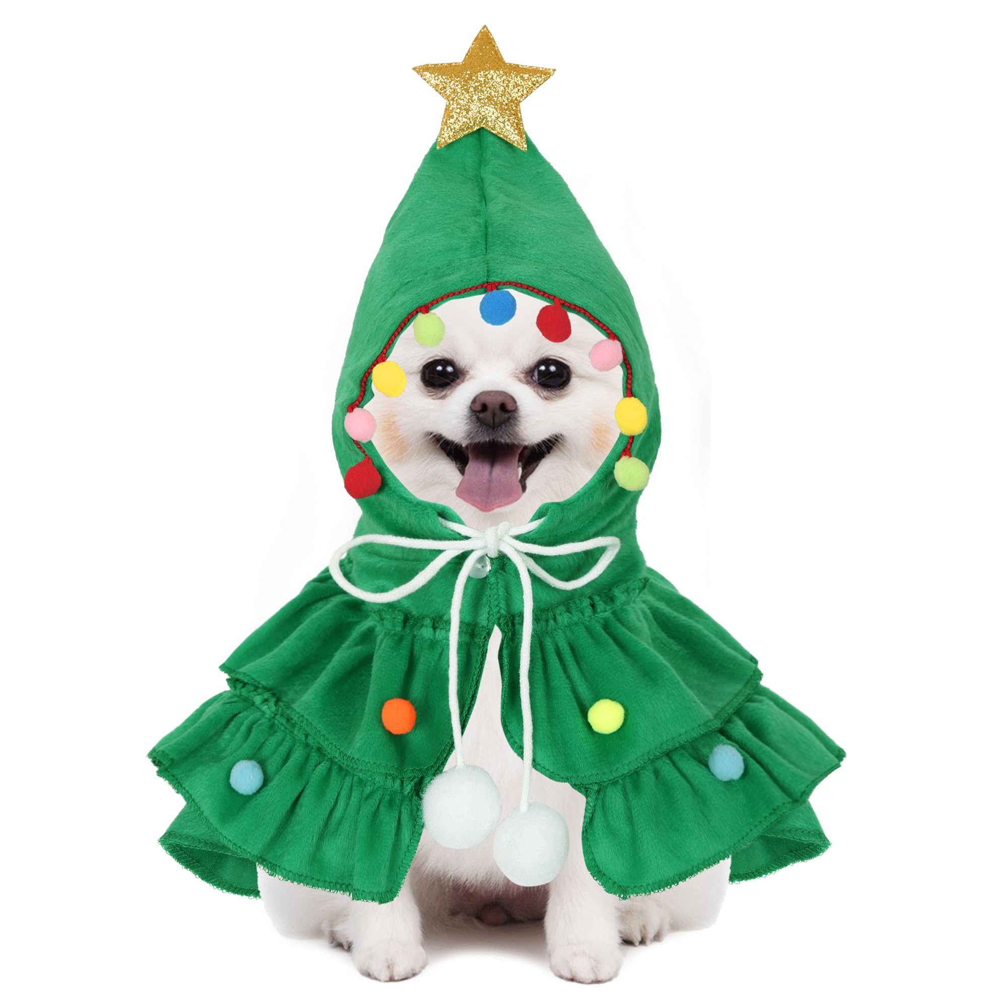 Budding Gallery Dog Christmas Outfit Grinch Costume Elf Cat Cloak Puppy Clothes Kitten Cape Xmas Tree Costumes for Small Dogs Cats Pet Santa Gifts