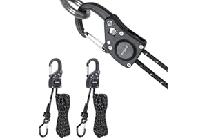 Ayaport Rope Tie Down Ratchet with Carabiner Clip 1/4" x 12' Rope Cord Tightener Heavy Duty Construction Kayak tie Downs for Tent, Tarp, Camping