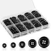 Resin Sewing Buttons, 100 Pcs 4 Hole Black Craft Buttons, 5 Sizes Round Assorted Buttons for Sewing, Suits, Arts, DIY Craftin