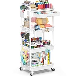 SUNALLY 4 Tier Rolling Utility Cart with