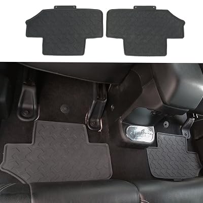 Hooke Road Wrangler Floor Mats, Rubber All Terrain Rear Row Liner Carpets for 2007-2018 Jeep JK Wrangler 2-Door