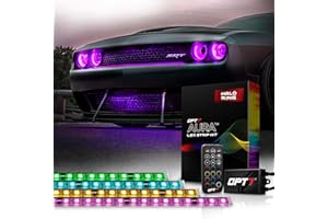 OPT7 Aura Halo Lights DRL for 2008-2023 Dodge Challenger with Remote Control, RGB Multicolor LED Neon Lighting Kit, Demon Eye, Angel Eye, Headlight Accessories, Easy Installation, Car Decor Assemblies
