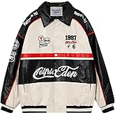 Aelfric Eden Faux Leather Racing Jacket Oversized Motorcycle Biker Racer Jackets Streetwear Unisex