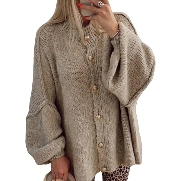 TYATVS Button Up Cardigan Oversized Cardigans for Women
