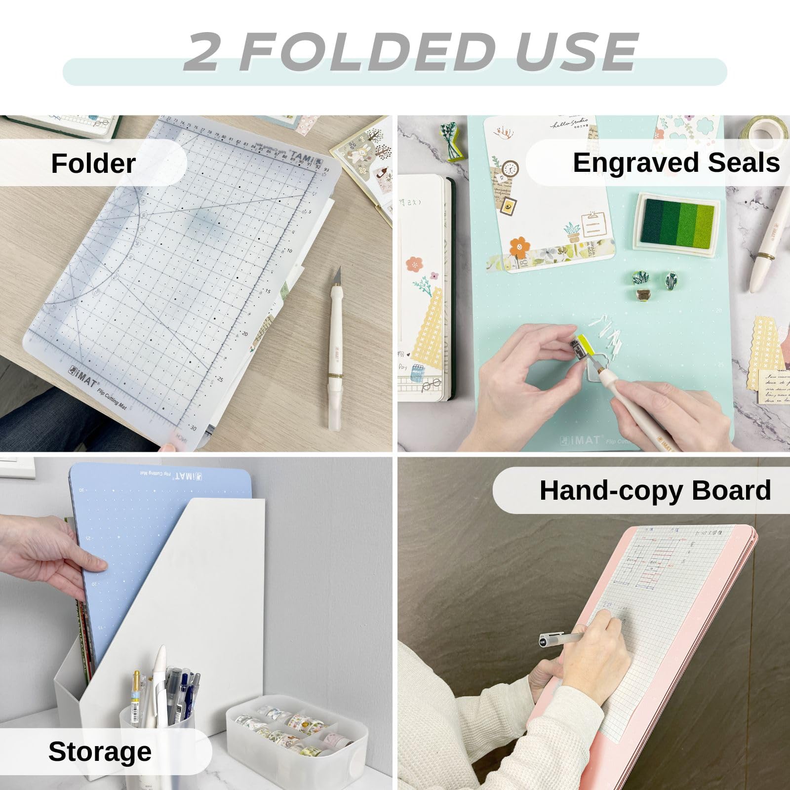 iMAT Flip Cutting Mat M Type, Foldable, Min Size Close to A4, Max Size 37.8