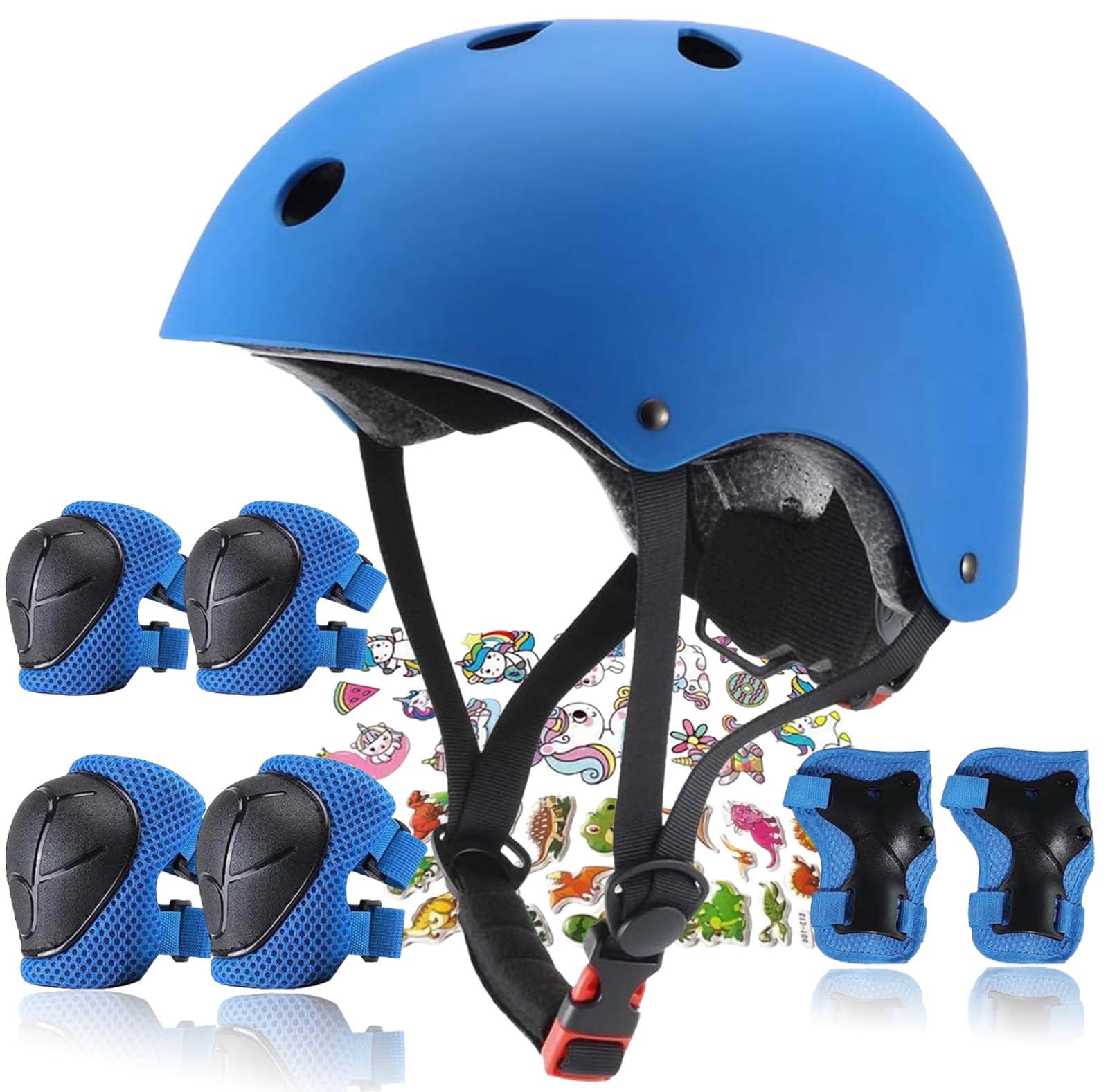 Photo 1 of FOOKCIAN Kids Helmet,Toddler Skateboard Helmets for Ages 2-3-5-8-14 Years Boys Girls with Knee and Elbow Pads Wrist Guards fit Roller Skates,Skateboarding,Skating Scooter Adjustable Kids Helmet