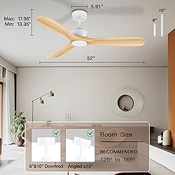 Hoenofly 52” Wood Smart Ceiling Fans with Lights
