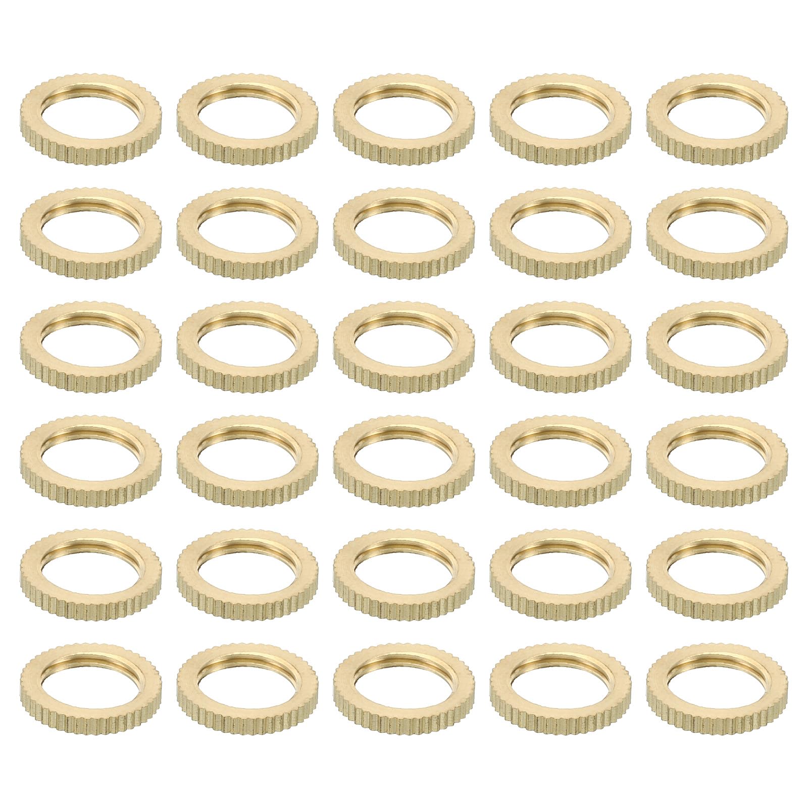 PATIKIL M10x1 Brass Knurled Locknut, 30 Pack Round Flat Wheel Ring Lock Nut Smooth Surface Decoration for Furniture and Light