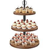 OugeWood Cupcake Stand, 3 Tier Cupcake Stand Rustic Dessert Table Display Set Wood Cupcake Tower Cake Stand Tiered Tray Stand for Wedding Birthday Baby Shower 1 Pack