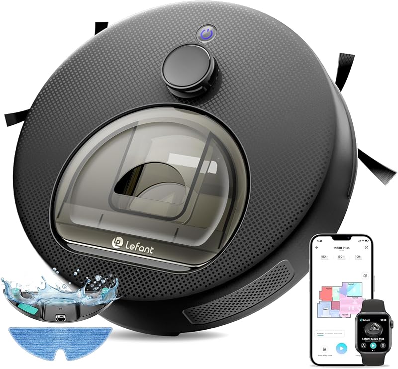 M330 Plus Robot Aspirador y Fregasuelos 3 en 1, 150 min, 5000 Pa, Navegación dToF, Depósito 450 ml, Zonas Virtuales, Robot Aspirador para Alfombras, Alexa/App/WiFi, Gris — foto 1 de 8